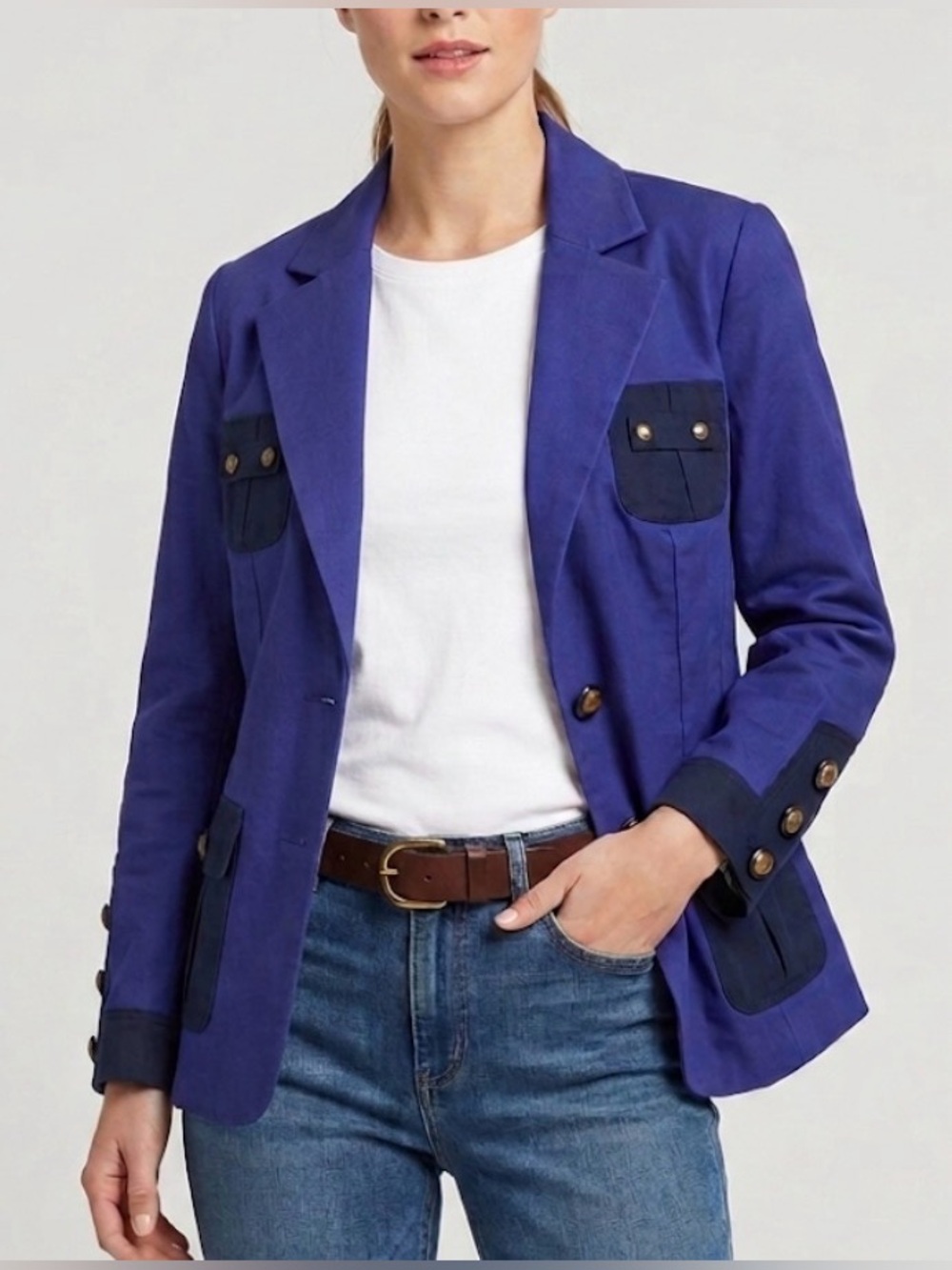 CAbi Blueberry Resort Canvas Jacket, Size 0